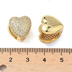 ハートブラスマイクロパヴェクリアキュービックジルコニアフープピアス  鉛フリー＆カドミウムフリー  長持ちメッキ  18KGP本金メッキ  13.5x13.5mm&nbsp;EJEW-A132-15G