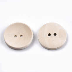 天然木ボタン  2穴  未完成の木製ボタン  凹型ラウンド  パパイヤホイップ  25x4.5mm  穴：2.5mm&nbsp;WOOD-N006-88B-01