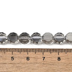 電気メッキガラスビーズセット  フラットラウンド  パール光沢メッキ  多面カット  グレー  8x5mm  穴：1.2mm  約54個/連  15.51インチ（39.4cm）&nbsp;EGLA-L045-G-PL04