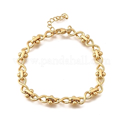304ステンレススチール製インフィニティリンクチェーンブレスレット（女性用）  イオンプレーティング（ip）  ゴールドカラー  6-7/8インチ（17.5cm）&nbsp;BJEW-K226-14B-G