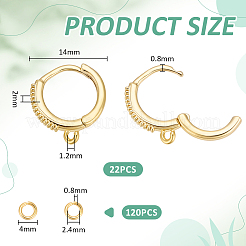 Brass Cubic Zirconia Hoop Earring Findings&nbsp;KK-UN0005-89
