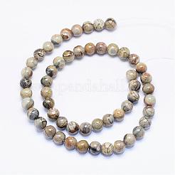天然多色碧玉/ピカソストーン/ピカソ碧玉ビーズ連売り  ラウンド  8mm  穴：1mm  約50個/連  14.96インチ&nbsp;G-F425-21