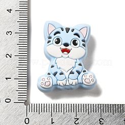 猫用シリコンフォーカルビーズ  DIYの看護ネックレス用  ライトブルー  30x24x9.5mm  穴：2mm&nbsp;SIL-B069-01E