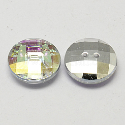台湾アクリルラインストーンボタン  多面カット  2穴  ディスク  カラフル  13x4.5mm  穴：1mm&nbsp;BUTT-F022-13mm-14