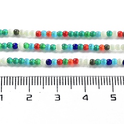 キャッツアイビーズ連売り  ラウンド  カラフル  2mm  穴：0.6mm  約191~203個/連  14.96インチ〜15.16インチ（38~38.5cm）&nbsp;EGLA-N002-001N