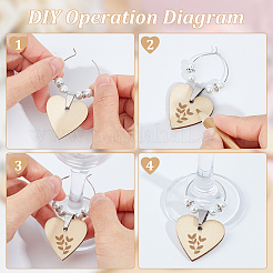 Wooden Heart Wine Glass Chaems&nbsp;AJEW-AB00182