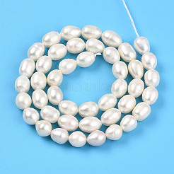 天然養殖淡水パールビーズ連売り  ライス  乳白色  7.5~10x6.8~7.5mm  穴：0.5mm  約43~44個/連  15.35~15.55''（39~39.5センチメートル）&nbsp;PEAR-N012-07V