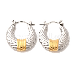 304 Stainless Steel Two Tone Hoop Earrings&nbsp;EJEW-F355-03GP-02