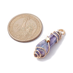 Electroplated Natural Quartz Crystal Dyed Copper Wire Wrapped Pendants&nbsp;PALLOY-JF02326-02