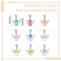 27Pcs 9 Styles Angel Acrylic & Alloy Pendant Decorations&nbsp;PALLOY-LP00001