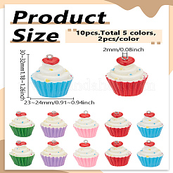 10Pcs 5 Colors Resin Pendants&nbsp;RESI-LP0001-55