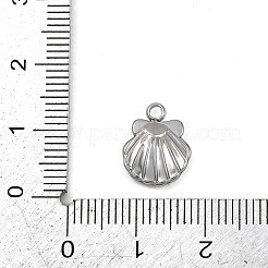 304ステンレススチールチャーム  貝殻の形のチャーム  ステンレス鋼色  12x10x2mm  穴：1.5mm&nbsp;STAS-G363-05P