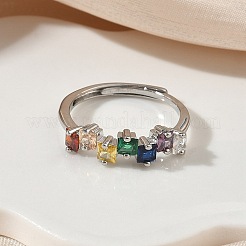 Adjustable Brass Micro Pave Cubic Zirconia Finger Rings&nbsp;RJEW-C163-26A-P