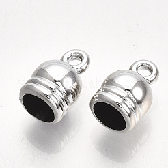 UVメッキABSプラスチックコードエンド  エンドキャップ  プラチナ  12.5x8mm  穴：1.8mm  内径：6mm&nbsp;CCB-S162-16D-04