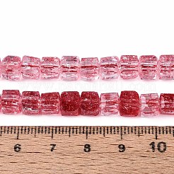クラックル透明ガラスビーズ連売り  キューブ  多面カット  クリムゾン  5.5~6x6~6.5x6~6.5mm  穴：1.2~1.5mm  約65個/連  14.76~14.96インチ（37.5~38cm）&nbsp;X1-GLAA-N062-6mm-09