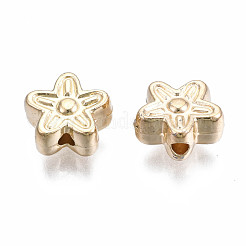 Absプラスチックビーズのめっき  花  ライトゴールドメッキ  9x9x4mm  穴：1.6mm&nbsp;KY-N007-80
