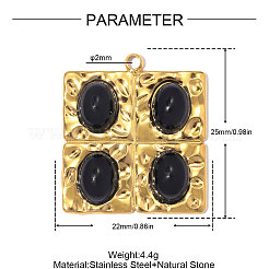 304 Stainless Steel with Black Agate Pendants&nbsp;GG-OY001-03G-02