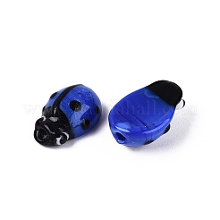 手作りランプワークビーズ  てんとう虫  ブルー  14~17.5x10~11x6~7mm  穴：1.2~1.5mm&nbsp;LAMP-R004-04-03