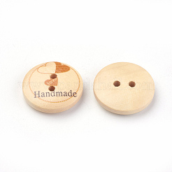 2-Hole Printed Wooden Buttons&nbsp;WOOD-S037-005