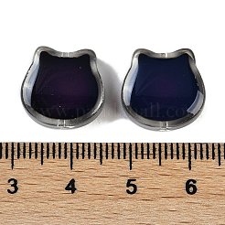 ツートンガラスムードビーズ  温度感知色変化ビーズ  猫の形  透明  黒背景  14x14x6mm  穴：1.2mm&nbsp;GLAA-Z007-12A