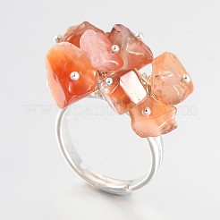 Adjustable Silver Color Plated Brass Mixed Stone Rings&nbsp;RJEW-JR00168