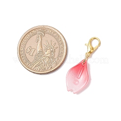 ガラスのザクロの花びらのペンダント装飾  バッグ飾り用の合金製ロブスター クロー クラスプ チャーム  ミックスカラー  32~33mm&nbsp;HJEW-JM03388