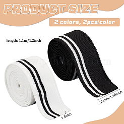 4Pcs 2 Colors 95% Elastic Fiber & 5% Spandex Stripe Pattern Polyester Ribbing Fabric for Cuffs&nbsp;OCOR-BC0006-50