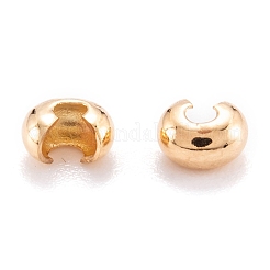 真鍮製つぶし玉カバーカシメ玉カバー  18KGP本金メッキ  4.5x5x3mm  穴：1.6mm&nbsp;X-KK-F824-036B-G