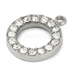 304ステンレススチールラインストーンペンダント  リング  ステンレス鋼色  16x13x3mm  穴：2mm&nbsp;STAS-S131-04P-01