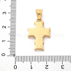 304ステンレスペンダント  クリアキュービックジルコニア  クロスチャーム  イオンプレーティング（ip）  ゴールドカラー  22.5x15x4mm  穴：5.2x4.2mm&nbsp;STAS-L286-15G