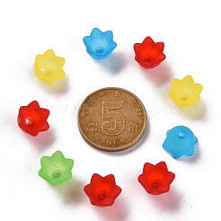 透明アクリルビーズキャップ  チューリップの花  スズラン  艶消し  ミックスカラー  10x6mm  穴：1.5mm  約2100個/500g&nbsp;PL543