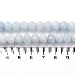 天然石アクアマリンビーズ連売り  多面カット  ロンデル  8x6mm  穴：1mm  約63~64個/連  14.96''~15.35''（38~39センチメートル）&nbsp;G-K380-A50-01