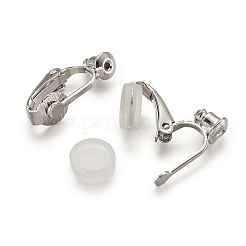 イヤリングパーツの真鍮製クリップ  プラスチック製のイヤークリップパッド付き  プラチナ  19x6x9mm  穴：1mm  30個/セット&nbsp;DIY-TA0002-19P