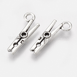 合金のチベット風チャーム  クリップ  鉛フリー＆カドミウムフリー  アンティークシルバー  19x7.5x2.5mm  穴：2mm  約592個/333g&nbsp;LS-TIBEP-T052-08AS-RS