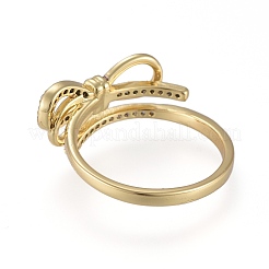 Brass Micro Pave Clear Cubic Zirconia Cuff Rings&nbsp;RJEW-K232-18G
