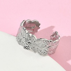 304 Stainless Steel Cuff Open Rings for Women&nbsp;RJEW-L341-02B-P