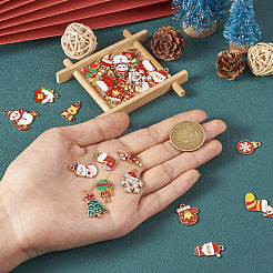 32個 16スタイル クリスマステーマ 合金エナメルペンダント  混合図形  ミックスカラー  17.5~27x9.5~21x1~2.5mm  穴：1.6~2mm  2個/スタイル&nbsp;ENAM-TA0001-64