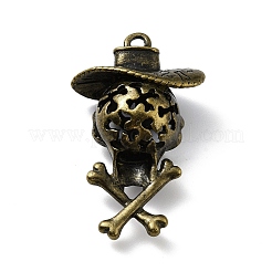 ハロウィーン合金ペンダント  スカル  アンティークブロンズ  44.5x27x14mm  穴：2.5mm&nbsp;FIND-G019-04AB