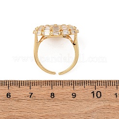 Adjustable Brass Micro Pave Cubic Zirconia Cuff Rings for Women&nbsp;RJEW-B139-05G