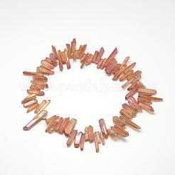 天然石クオーツクリスタルビーズ連売り  虹メッキ  ナゲット  10~36x4~10x4~10mm  穴：1mm  約51個/連  15.35インチ（39cm）&nbsp;G-R435-09E
