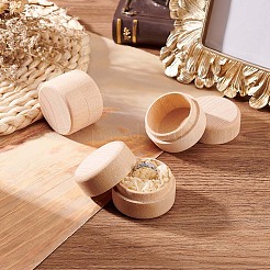 丸いブナ材のジュエリー収納ギフトボックス（蓋付き）  リングイヤリング収納用の空白の木製ジュエリーケース  湯通しアーモンド  4.75x3.5cm&nbsp;CON-WH0085-57