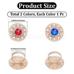 2色の合金ラインストーンタイクリップ2個  フラットラウンド  27mm  1pc /カラー&nbsp;FIND-CY0001-38B