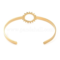 304 Stainless Steel Hollow Sunflower Cuff Bangle for Women&nbsp;BJEW-D061-02G