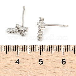 Brass Micro Pave Clear Cubic Zirconia Stud Earrings&nbsp;EJEW-R016-26P-18