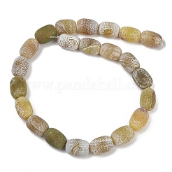 天然石風化瑪瑙ビーズ連売り  染め＆加熱  バレル  黄緑  17~18x12.5~13mm  穴：1.2~1.4mm  約22個/連  15.08''（38.3センチメートル）&nbsp;G-NH0047-B06-02