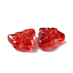 クリスマス透明手作りランプワーク ビーズ  クリスマスツリー  レッド  16x15x5mm  穴：1.2mm  約50個/袋&nbsp;LAMP-CJC0012-04B