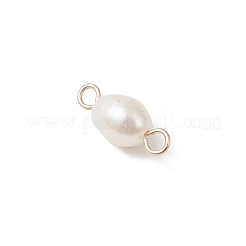 Natural Cultured Freshwater Pearl Rice Connector Charms&nbsp;PALLOY-JF04478-01