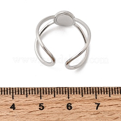 304ステンレス鋼リング部品  パッドリングセッティング  オーバル  ステンレス鋼色  usサイズ7 1/4(17.5mm)  トレイのサイズ：8x6mm&nbsp;LS-RJEW-P188-01A-P