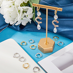 12Pcs 2 Colors Brass Micro Pave Clear Cubic Zirconia Hoop Earring Findings&nbsp;EJEW-BBC0001-16
