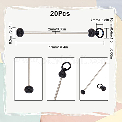 20 個の鉄の棒ビーズキーホルダージュエリーメイキング diy 工芸品  ブラック  7.8cm&nbsp;KEYC-SC0001-12EB